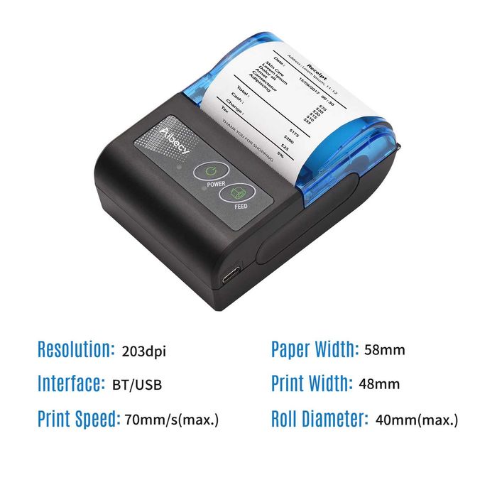 Portable Bluetooth Thermal Printer 58mm for Windows, Android, iOS POS64172181265411123