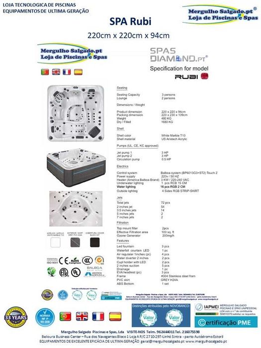 Spa RUBI - Spas dedes 4.489,00€ - Mergulho Salgado Piscinas e Spas