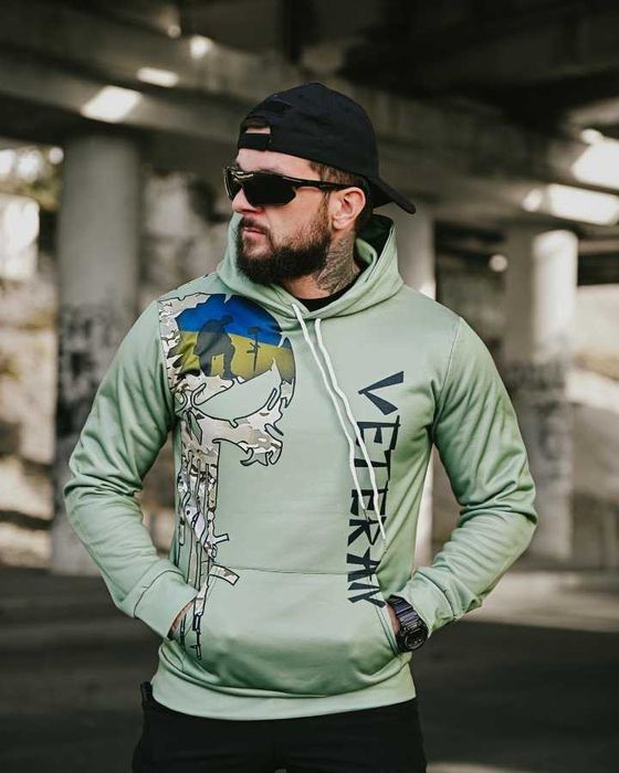Мілітарі худі VETERAN на флісі  тактичне чоловіче худі Без передоплати