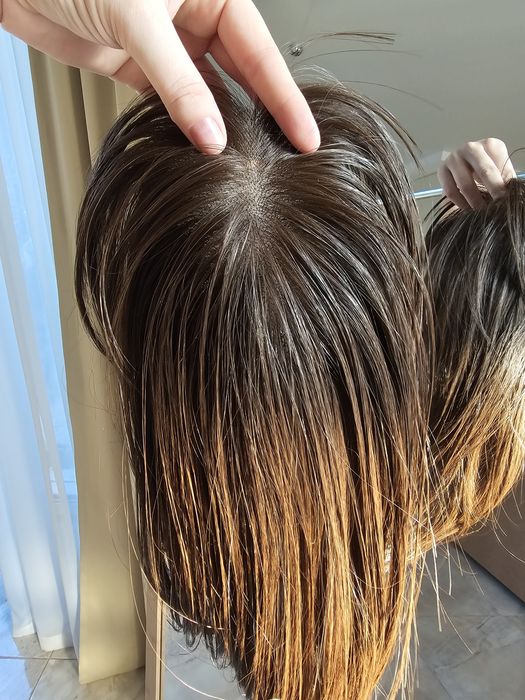 ‼️Медична накладка топпер з натурального волосся напівперука