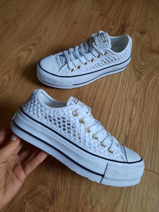 Летние кеды Converse Chuck Taylor All Star на платформе с перфорацией на толстой подошве черевики  23.2см р.36