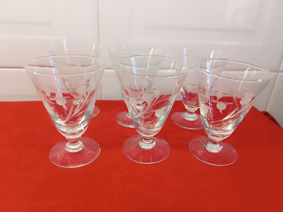 Conjunto 6 Copos Cristal Antigo. 10 cm