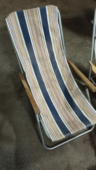 Leżak plażowy składany PRL retro