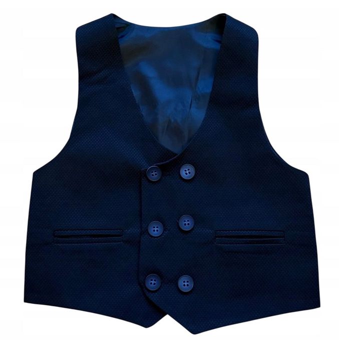 Garnitur dla chłopca na chrzest, komunię, wesele, 5 części 140, granat