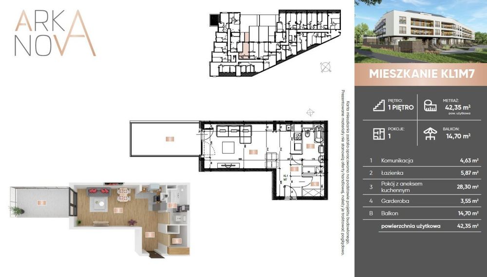 42,78 m2 z balkonem | stan deweloperski