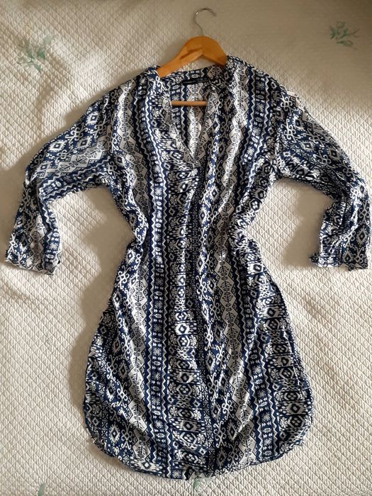 Sukienka mini boho, aztecka wzory 36 /S wiskoza