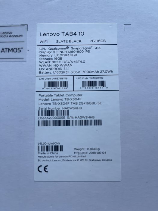 Lenovo Tab 4 10 Plus 16GB - Preto - WiFi