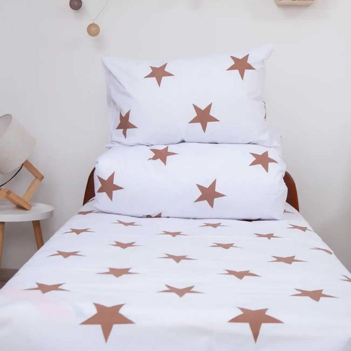 Постільна білизна односпальна підліткова Зірки (шоколадні), 50x70