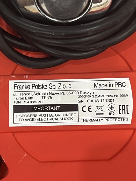 Młynek do odpadów kuchennych FRANKE Turbo Elite TE75