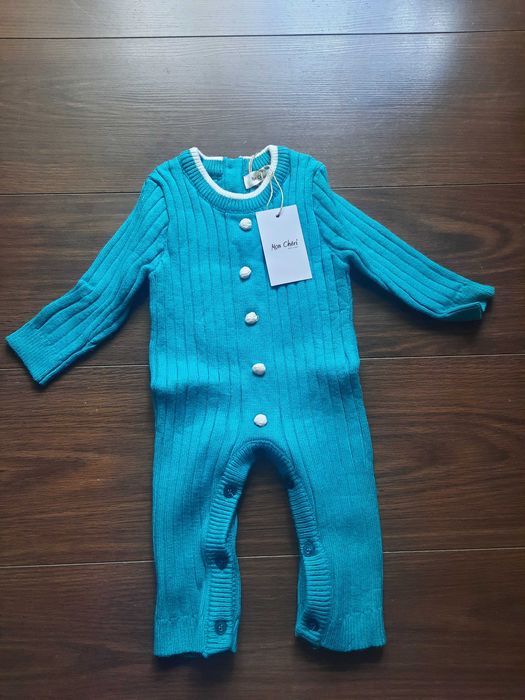 Новый теплый демисезонный вязаный человечек и шапочка, 6-9 мес./ 68-74