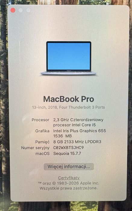 MacBook Pro 13 2018 A1989 TouchBar