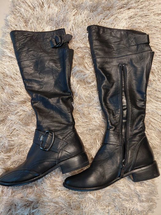 Skórzane kozaki damskie rozmiar 35