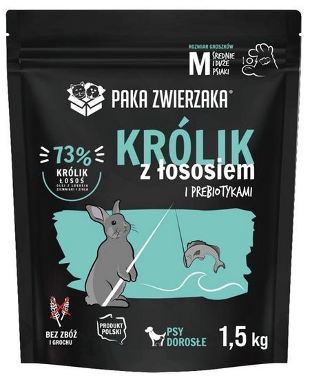 Hipoalergiczna karma dla średniego psa z królikiem i łososiem 1,5kg