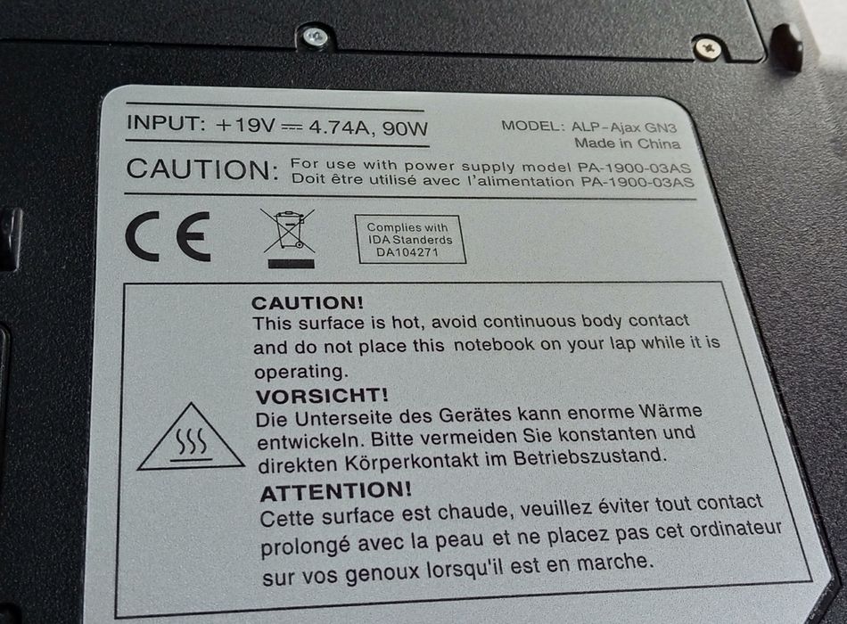 Packard Bell EasyNote ALP-Ajax GN3 uszkodzony