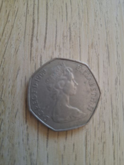 Moedas 50 pence 1969 rainha Elizabeth II