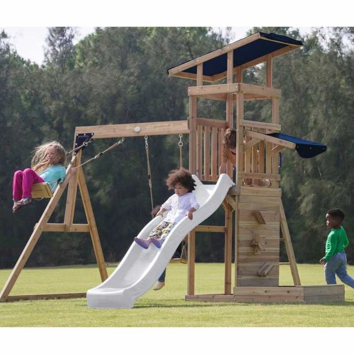 Drewniany Duży Plac Zabaw Huśtawki Zjeżdżalnia Wież