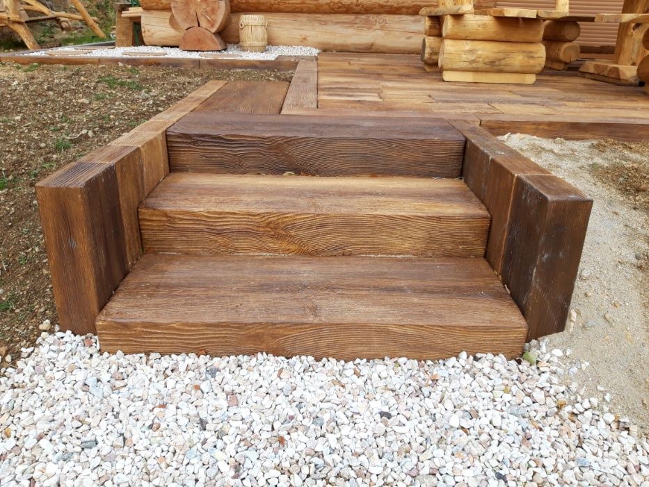 Palisada stojąca, drewno betonowe, palisada, obrzeże