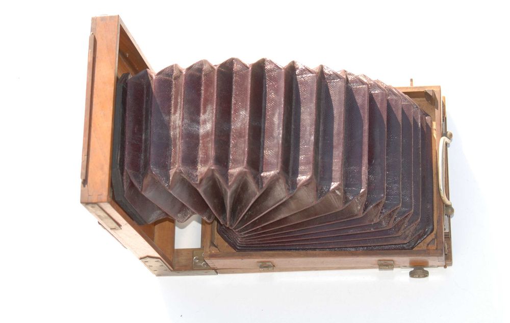 Stary aparat drewniany antyk zabytek kolekcjonerski