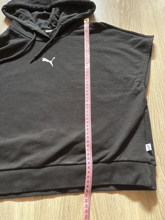 Czarna bluza z kapturem Puma krótki rękaw crop top oversize M