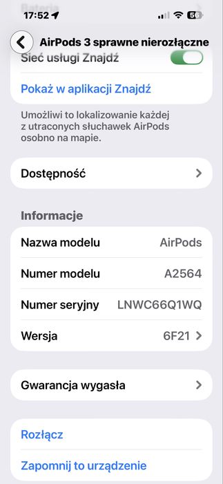 100 % oryginalna prawa słuchawka Apple AirPods 3