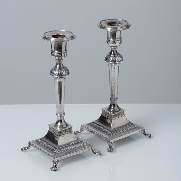 Par de Castiçais em prata portuguesa