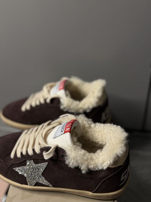 Кеды зимне голедн гуз с мехом замшевые коричневые golden goose