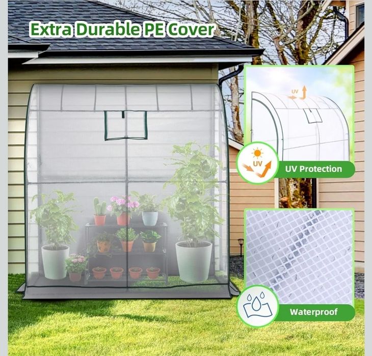 Szklarnia z 3 półkami: przenośna szklarnia ścienna Ohuhu