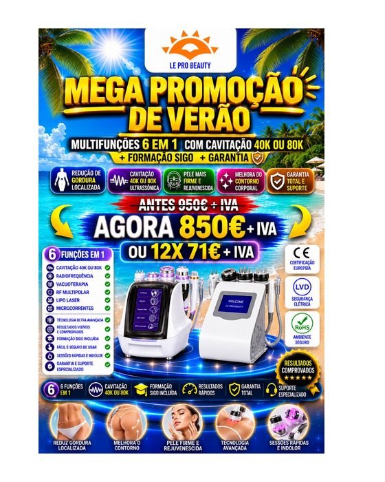 Multifunções 6 em 1 Cavitação 80k Radiofrequência Lipolaser