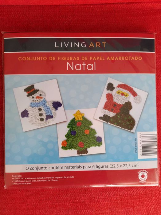 Conj. 6 Figuras de Papel Amarrotado - motivos de Natal
