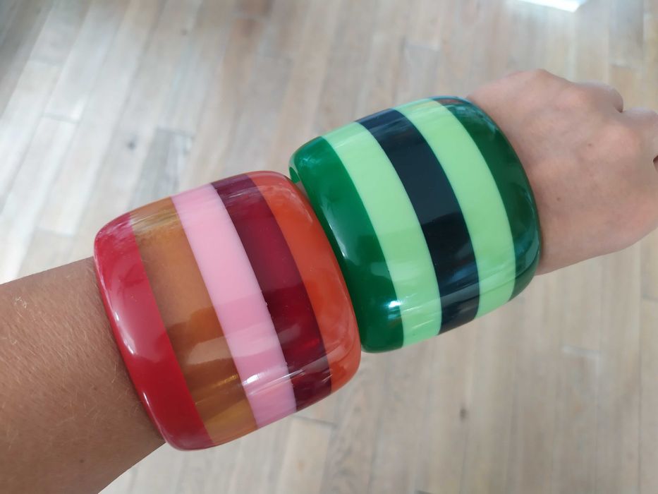 Bransoletka Solar szeroka bransoleta w paski czerwona zielona