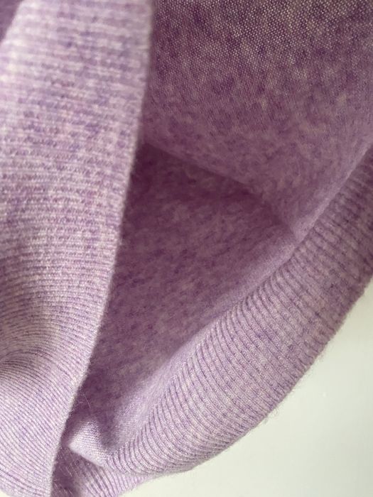 Nowy 100% wełna merino liliowy wrzosowy sweter crewneck dzianinowy