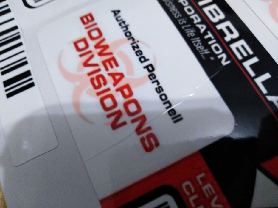 Adesivos Cartão Identificação Bioweapons Division 5 Level Clearance Authorised Personell