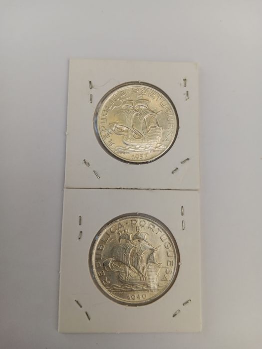 Colecção completa de moedas de 10 escudos, prata, caravelas