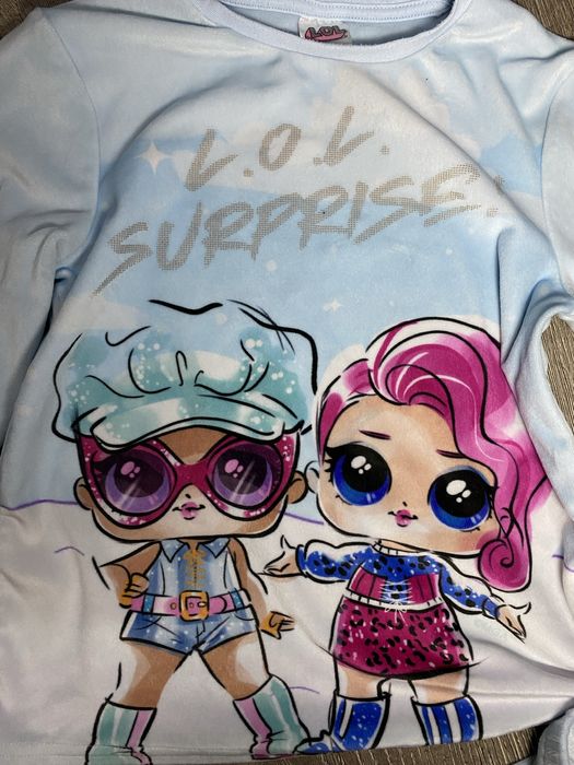 Блакитна велюрова піжама Lol дівчинці 8-9р.Комплект для дому ЛялькиЛОЛ