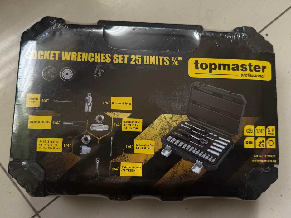 Zestaw Kluczy Nasadowych Cr-V Topmaster Professional 25 el. 1/4" – Nowy