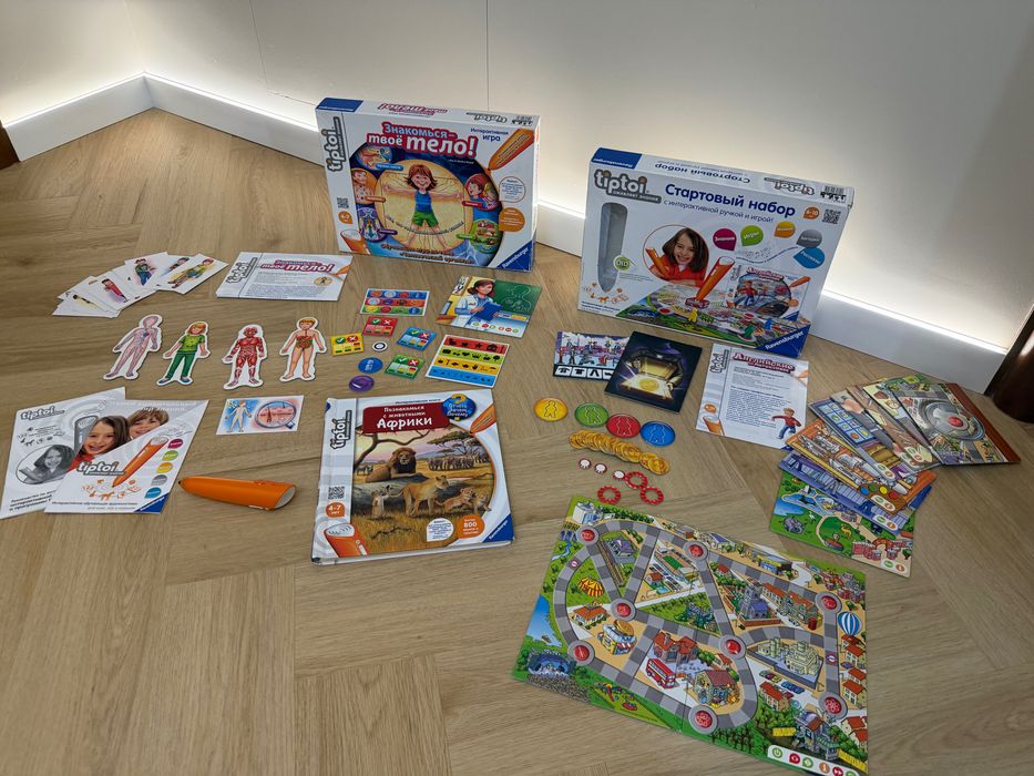 Інтерактивна ручка Ravensburger Tiptoi + 3 Розвиваючі набори (Англійські детективи + «Знайомся — твоє тіло! + Тварини Африки) зі знижкою 86% від ціни!