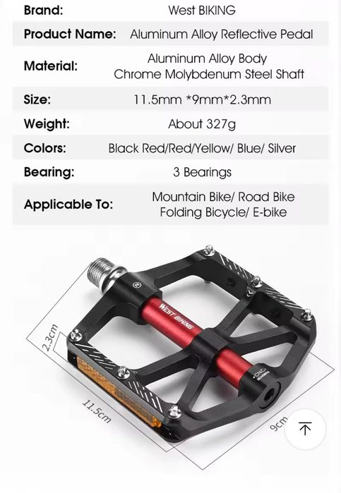 West Biking pedały platformowe Blue 3łożyska maszynowe 327g Jakość PRO