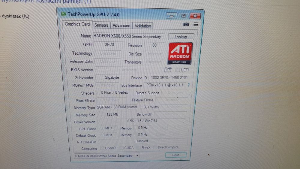 Gigabyte ATI RADEON X600 128MB PCI-EXPRESS Retro