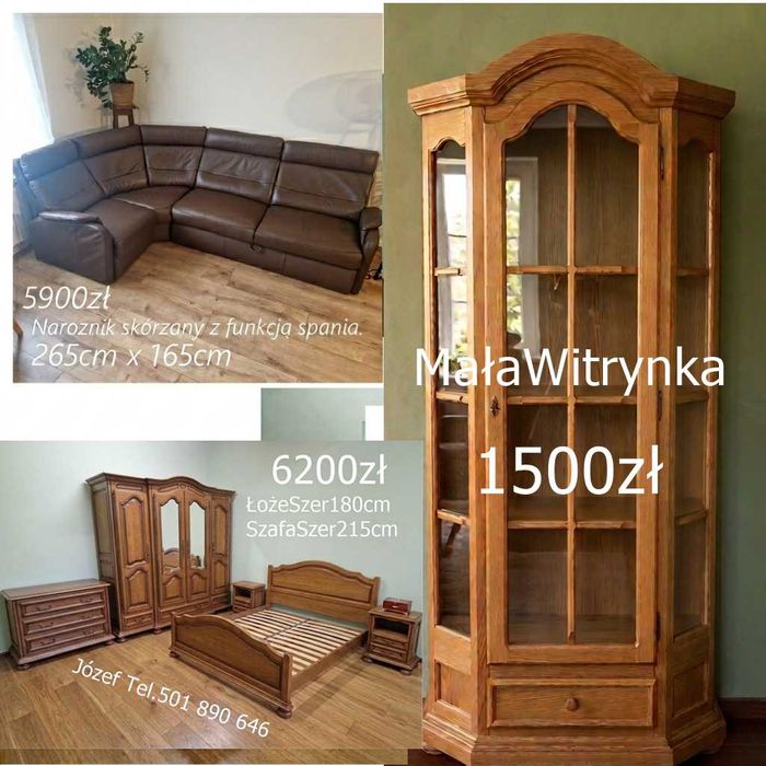 Piękna Sypialnia Dębowa - łóżko szafa komoda szafki nocne Meble