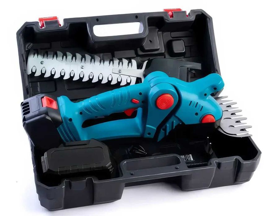 Кусторез, ножницы для ухода за садом с 2 АКБ 48В и 2 насадками в кейсе