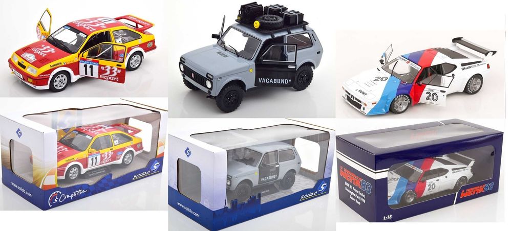BMW 3200, Лада Нива ВАЗ 2121, Ferrari, Alfa Romeo, Mercedes, Opel 1:18