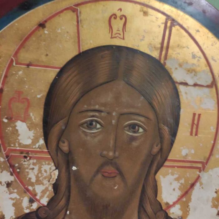 Икона 19 века Господь вседержитель с предстоящими