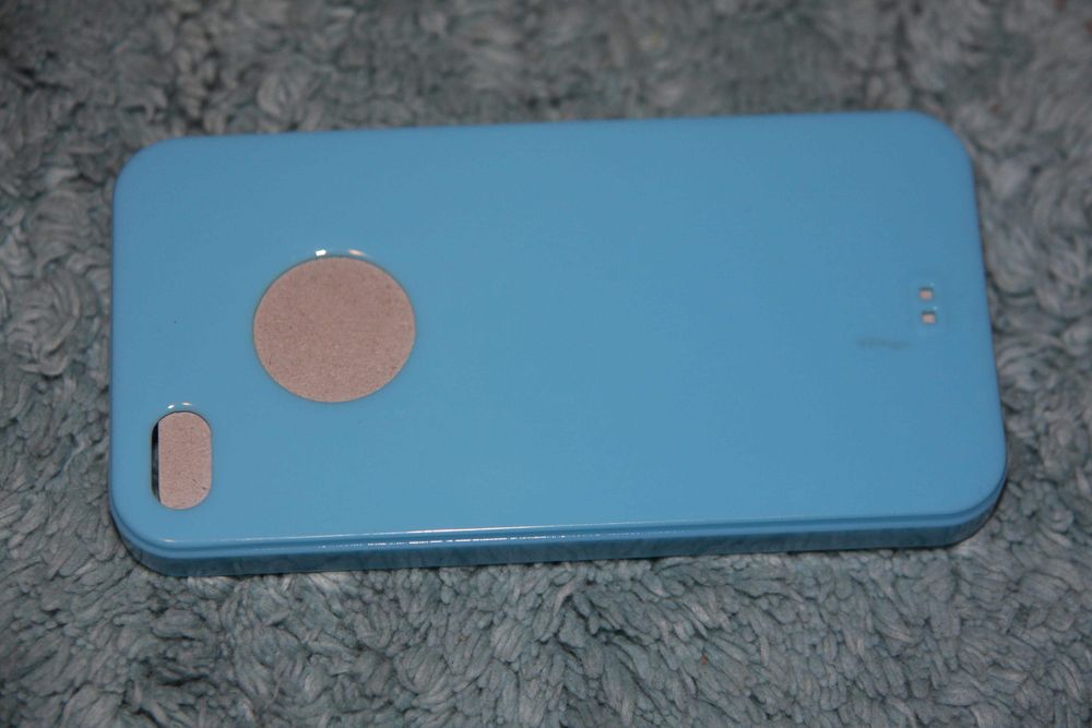 etui iPhone 4/4s plecki plastikowe morski niebieski z otworem na logo