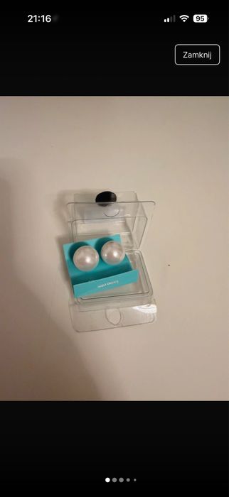 Nowe kolczyki dwustronne perelki srebrne