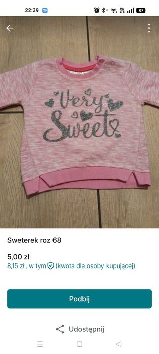 Sweterek  roz 68