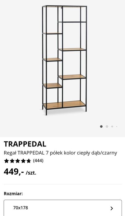 Regał wysoki  jak nowy loftowy dąb+ metal