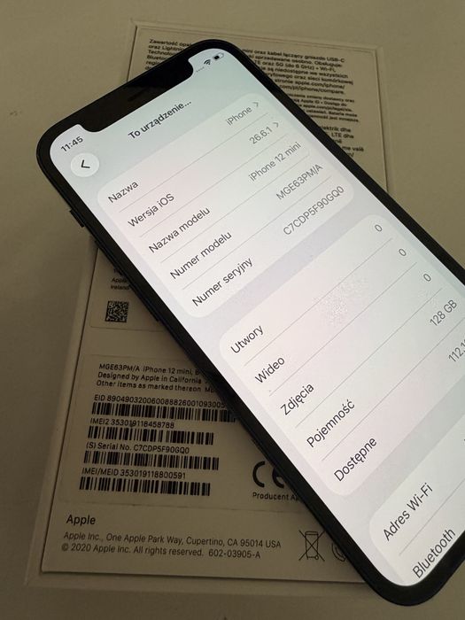 Bateria 100% iPhone 12 mini 128gb Blue Idealny