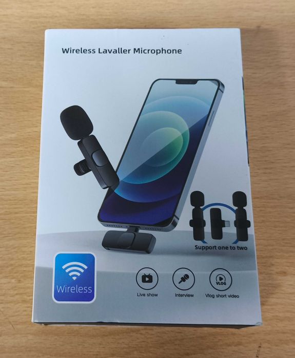 Bezprzewodowy mikrofon lavalier 2szt plug-Play do iPhone iPad [2183]