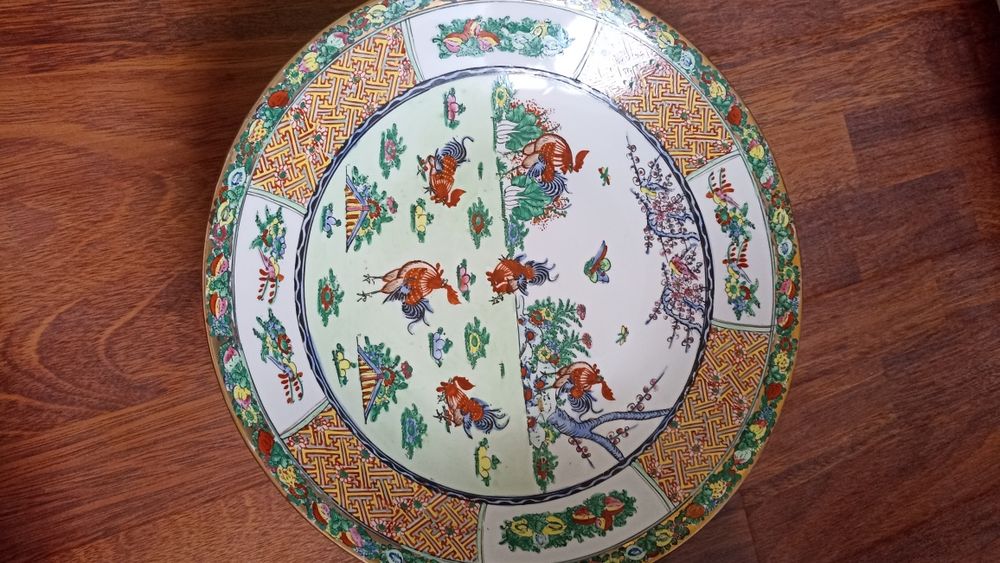 Prato/taça  decorativo grande antigo loiça chinesa