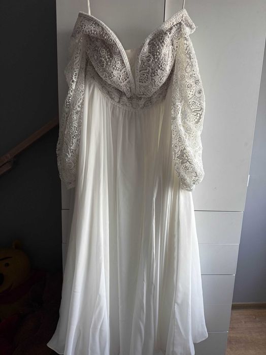 Wyjątkowa suknia ślubna Boho plus size (wiązana, wiele rozmiarów)